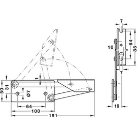 Gedotec Corner Bench Hinge, Folding Bracket