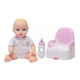 JAKKS Pacific Perfectly Cute Feed & Wet 14" Baby Set - Blonde with Blue Eyes Brand New