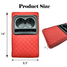 QKWL Center Console Cover, Middle Console Cover, Good Elasticity, Good Breathability, Lightweight, Wear-Resistant, Scratch Resistant Fits Most Sedans, SUVs, Trucks, and Vans (Diamond&Wine Red)