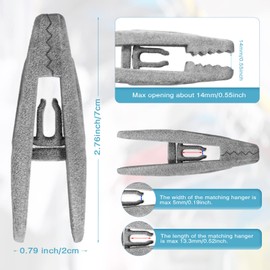 Jadive 80 Pcs Velvet Hangers Clips Strong Fingers Clips Bulk Non Slip Velvet Pants Hangers Clips Baby Hanger Clips Kids Flocked Velvet Clothes Pins for Baby Clothes, Thin Velvet Hangers(Gray)