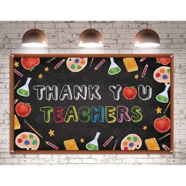 Pudodo Thank You Teachers Backdrop Banner Teacher Appreciation Week Party