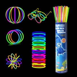 100 Pcs Pulseras Neon para Fiestas, Glow Sticks con Luces LED de Multicolor,Suministros Fiestas, Juego de Palos de luz para Fiesta, Navidad, Boda, Cumpleaños, Espectáculo