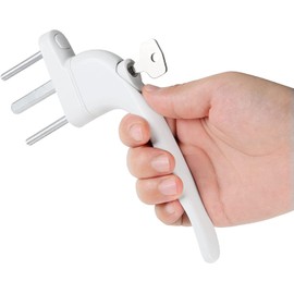 DIDA® UPVC Window Handle White, 2pcs Window Handles for UPVC Windows, White Double Glazed Window Handle Universal Lockable Window Handle Espag Handle Fits Left and Right Hand, 40mm Spindle Length