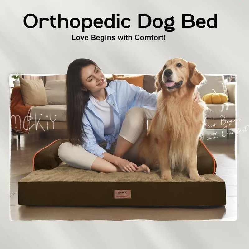 Large Dog Bed Orthopedic Washable: Extra Brown XL XLarge Big