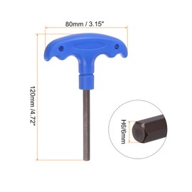 sourcing map 2pcs H6 T-Handle Hex Key Wrench 6mm S2 Steel T-Key Inner Hexagon Spanner Repair Tool