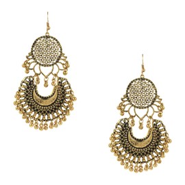 Bodha Antique Gold Vintage Indian Bollywood Gypsy Chandbali Earring For Women (SJ_1313)