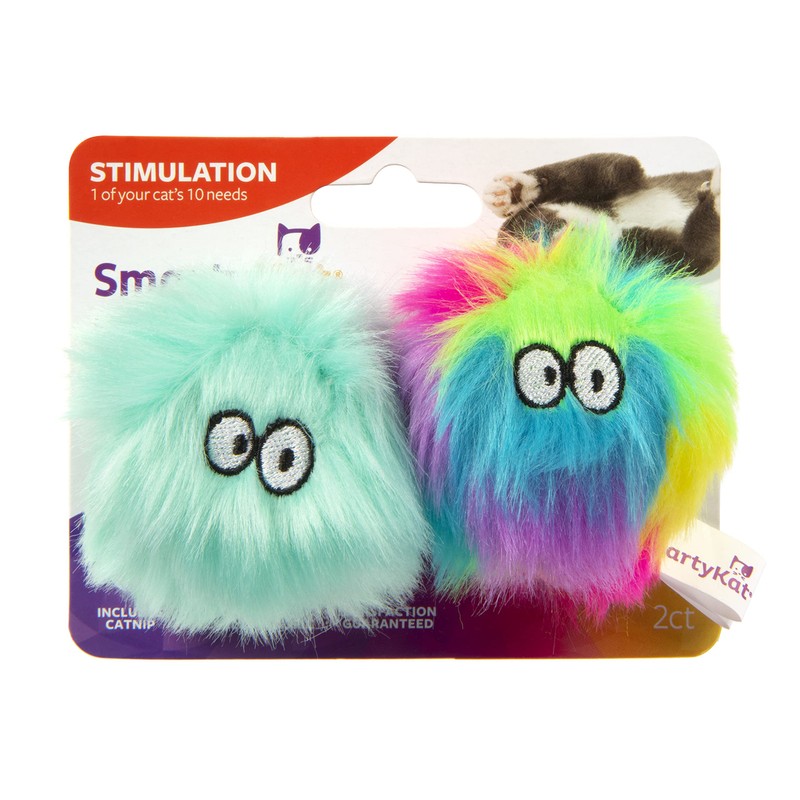 SmartyKat Fuzzy Friends Plush Catnip Ball Cat Toy, Set of