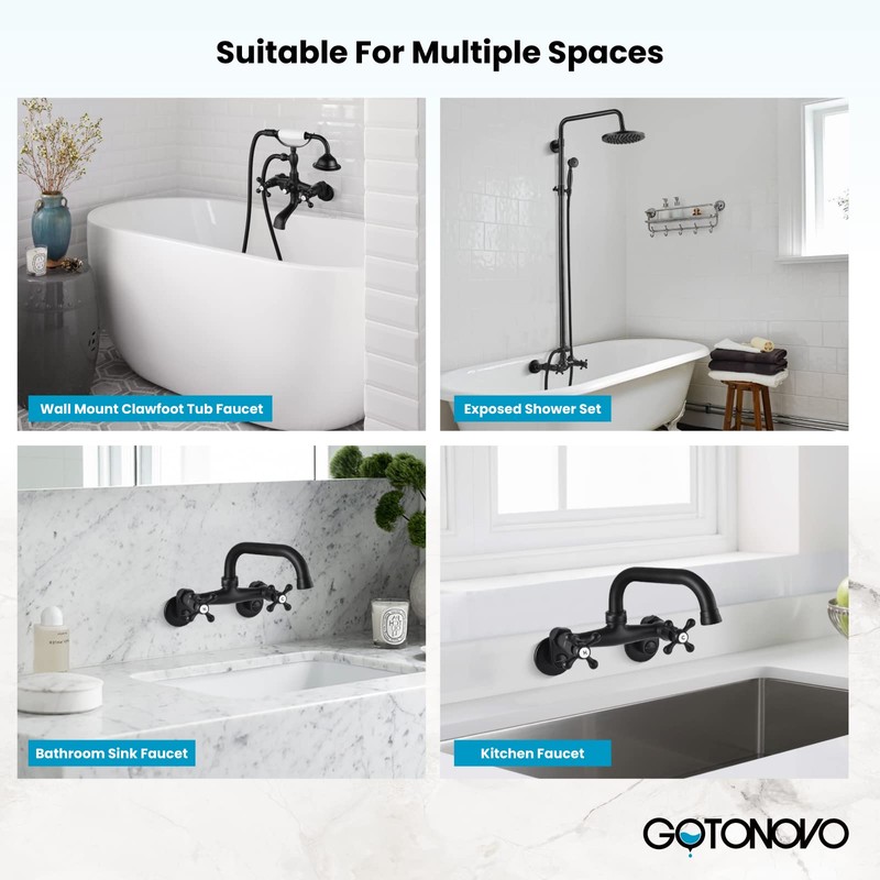 gotonovo Clawfoot Tub Adapter 3-3/8 Inch Adjustable Swing Arms for