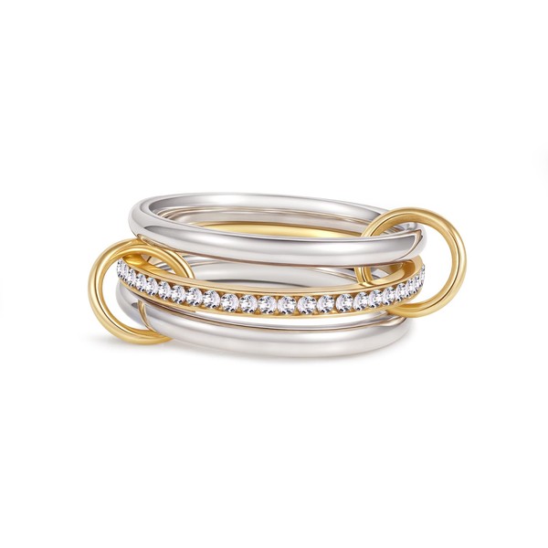 CHUQIU Gold/Silver Interlocked Rings For Women Dainty Stainless Steel Cubic