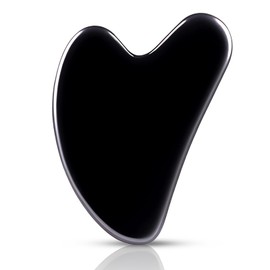 Contrybox Gua Sha Facial Tools, Obsidian Guasha Tool for Face & Eye Gua Sha Stone for Puffiness Reducing & Jawline Sculpting Face Stone Gua Sha Tools for Skin Care Woman GuaSha Stone Tool, Black