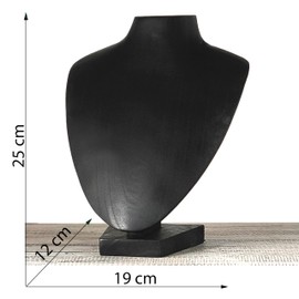 Tokoindah Jewellery Bust Wood Black Chain Stand Chain Holder Elegant Storage for Necklaces with Visible Wood Grain 25 x 18 x 12 cm for Necklaces up to 60 cm for Home or Boutique