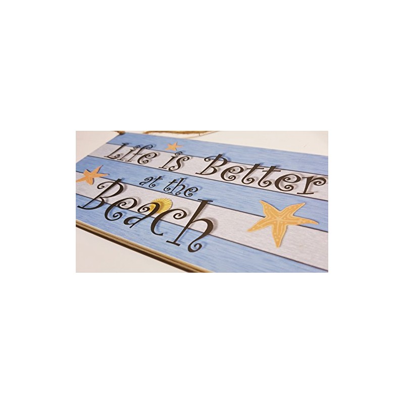 HmHome Wooden Seaside Plaque Life is better at the beach