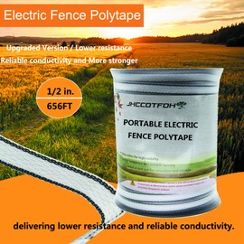 Electric Fence Polytape, 5 Strands of Electrical Conductors Poly Electric Fence Tape, 656 Feet Roll