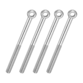 PATIKIL 4 Pcs M10x120mm Shoulder Swing Lifting Eye Bolt, 304 Stainless Steel Metric Half Tooth Thread Fisheye Eye Slip Hole Screw Rigging Bolt Metal Fasteners Screws, Silver Tone