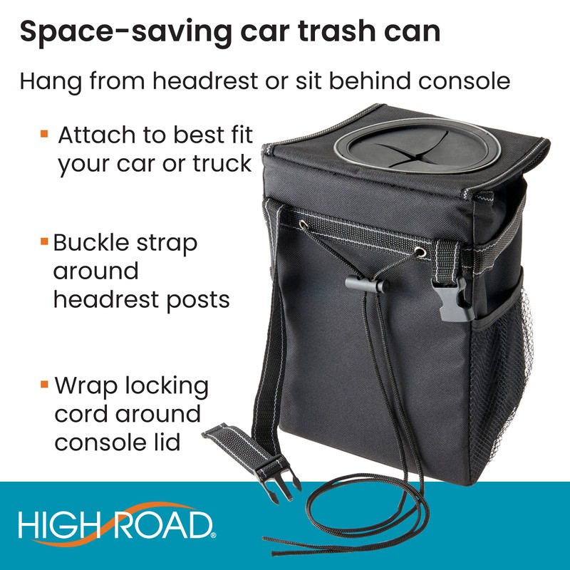 High Road StashAway Heavy Duty Car Trash Can with Rubber