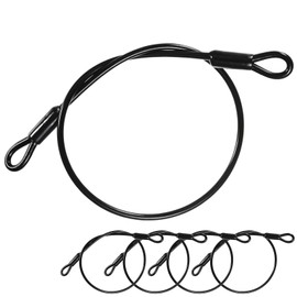 M METERXITY 5-Pack Security Cable Lock, 2FT 5mm PVC Coated Stainless Steel Luggage Lock Wire Rope with Double Loop for Travel/Gate/Bike, Cut-Resistant Braided Steel Cable [Black]
