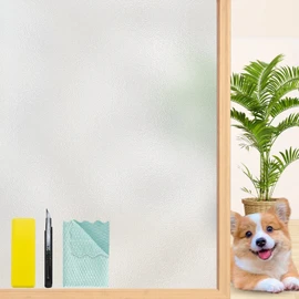 Niviy Frosted Glass Window Privacy Film with Free Installation Tools Static Cling Bathroom Window Frosting Film Day and Night Windows Cling Home Glass Door Cover, 17.5 inch x 78.7 inch