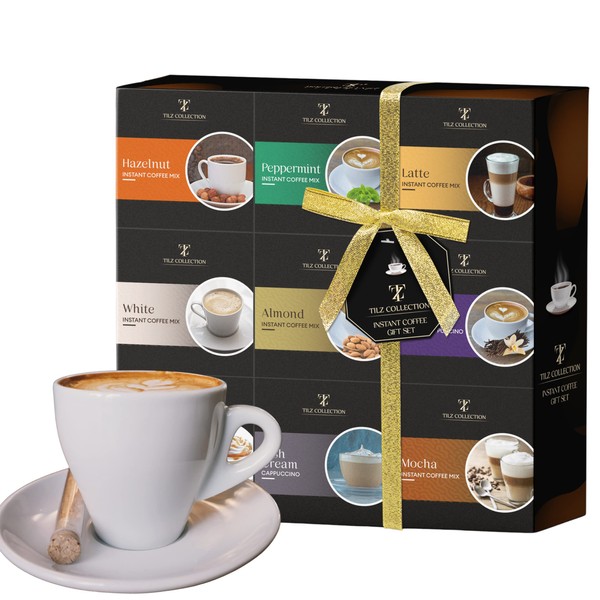 Coffee Gift Set - 9 Instant Coffee Selection Gift Set | Christmas Coffee Gifts For Women & Men |Coffee Selection Of Hazelnut, Caramel, French Vanilla, Irish, Latte, Coffee Gifts For Women (Instant)