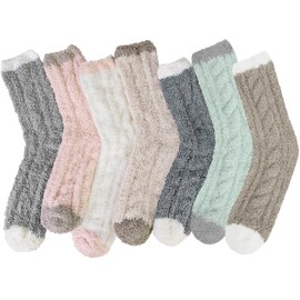 Womens Winter Fuzzy Socks Cozy Fluffy Socks Warm Fuzzy Christmas Socks for Women Gifts, B-Twists 02(7 Pairs)