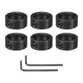 sourcing map Bore 16 mm Shaft Collar 22 mm OD 8 mm Thickness Carbon Steel Landing Gear Stopper Wheel Collar with Set Screw & 2 Hex Hex Wrench for Machine Tools Industry (Black, Pack of 6)