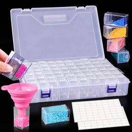 Diamond Painting Storage Box, 60 Grid Diamond Painting Accessory Boxes, Removable Plastic Storage Box for Diamond Embroidery, DIY Crafts, 5D Diamond Painting Accessories Tool Assortment Box