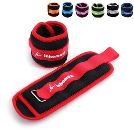Inhomest Ankle Weights, 1 LB Pair (0.5 LB Each Weight) Wrist Arm Leg Weights for Women Men Kids for Strength Training, Jogging, Gym Workout, Aerobics, Physical Therapy, Red
