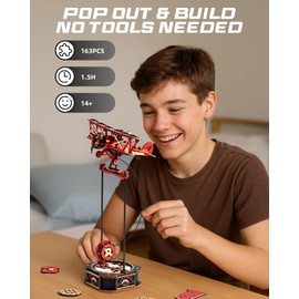 ROBOTIME 3D Wooden Puzzles for Adults, Plane Gravity Swing Model, Aircraft Model Kits for Age 14+,3D Puzzle Model Building Kit, Birthday/Christmas/Creative Gifts for Adults&Teens