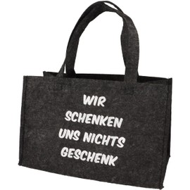 WORTGEFECHTE Felt Bag with Funny Sayings for Firewood Shopping Bag Newspaper Basket Shopper Felt Foldable Firewood Bag Felt Basket, gray