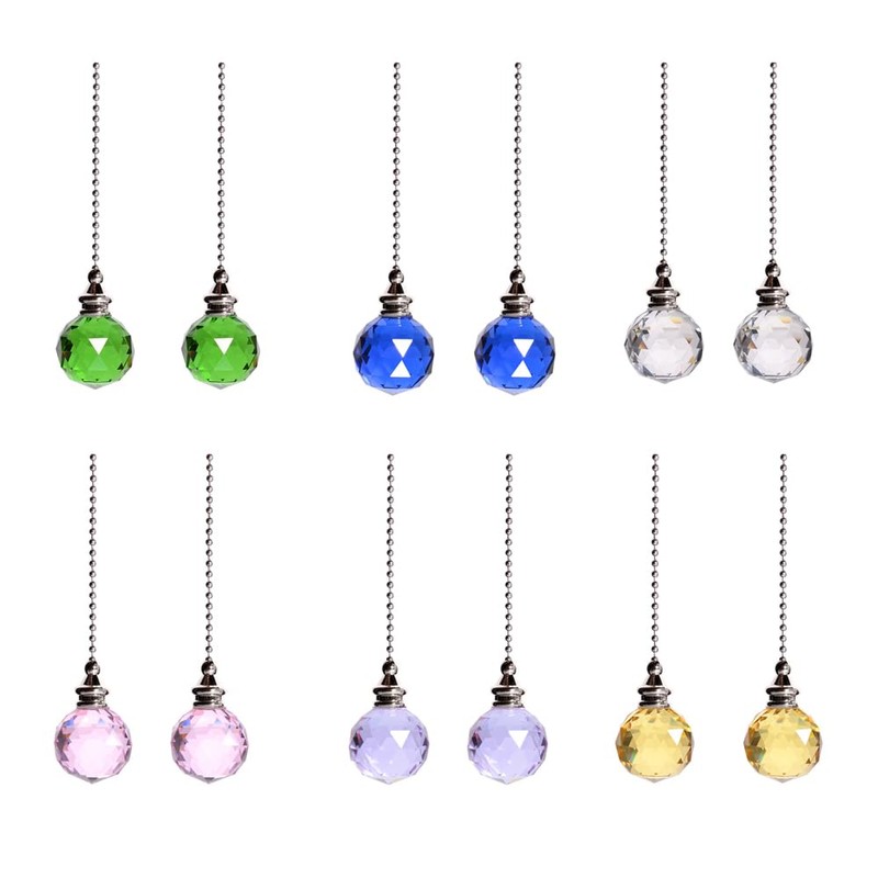 4PCS Ceiling Fan Pull Chain, Bedroom Lamp Crystal Pull Cord,