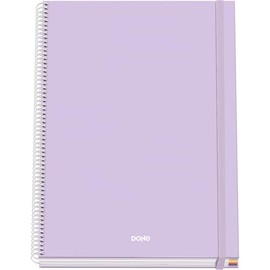 ‎DOHE - Kariertes A4-Heft - 100 Blatt, 90 g/m² Stärke, Größe 22,8x30 cm, Hardcover, Ringverschluss und Gummiband, 5 mm Karos, Schulmaterial - SERENITY Lila