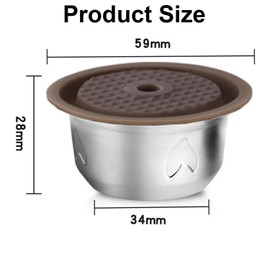 Stainless Steel Reusable Coffee Capsules for coffee Machine,Refillable Coffee Pods with Silicone Lids, Spoon and Brush Coffee Accessories (230ml)