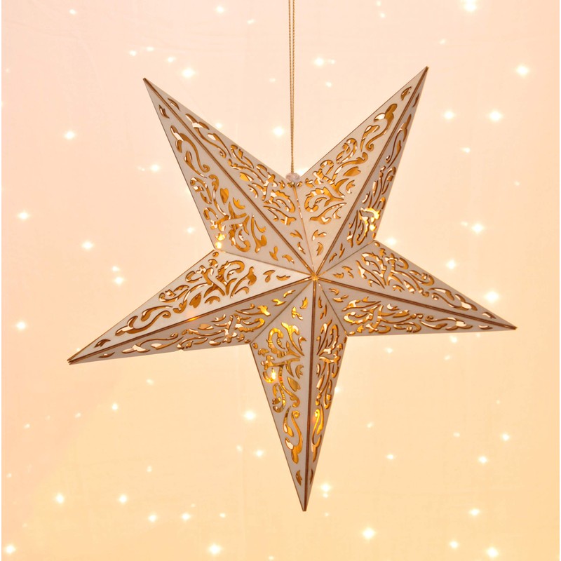 Wooden Star with Remote Control 40 cm LED Illuminated Star