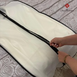 ChicHouse 4 Pack Garment Covers with Zipper,Washable Waterproof Dustproof Clothes Covers for Clothes Suit Coat Men Women Closet Travel (WHITE & BLACK)