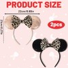 2 Pcs Mouse Ears Headbands, Shiny Bow Glitter Mouse Ears