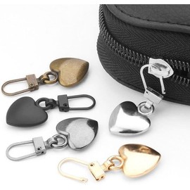 5Pcs Black Heart Shaped Zipper Pull Replacement Metal Zipper Backpack Zippers Mend Fixer Repair for Coats Jackets Pants Luggage,Zippers,Fasteners,Sewing Notions and Supplies Zipper Pull Charms