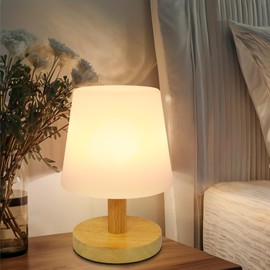 Outdoor Cordless Rechargeable Table Lamp, 9" Small 4000mAh Battery Shower Waterproof Table Lamp, Touch Control Stepless Lighting Portable Bedside Lamps Night Lights for Bedroom Patio Home Decor (Wood)