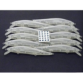 wLure 10 Blank Unpainted Minnow Jerkbait Long Casting Slow Floating Tight Wobble Fishing Lures with Free Eyes UPM589P10