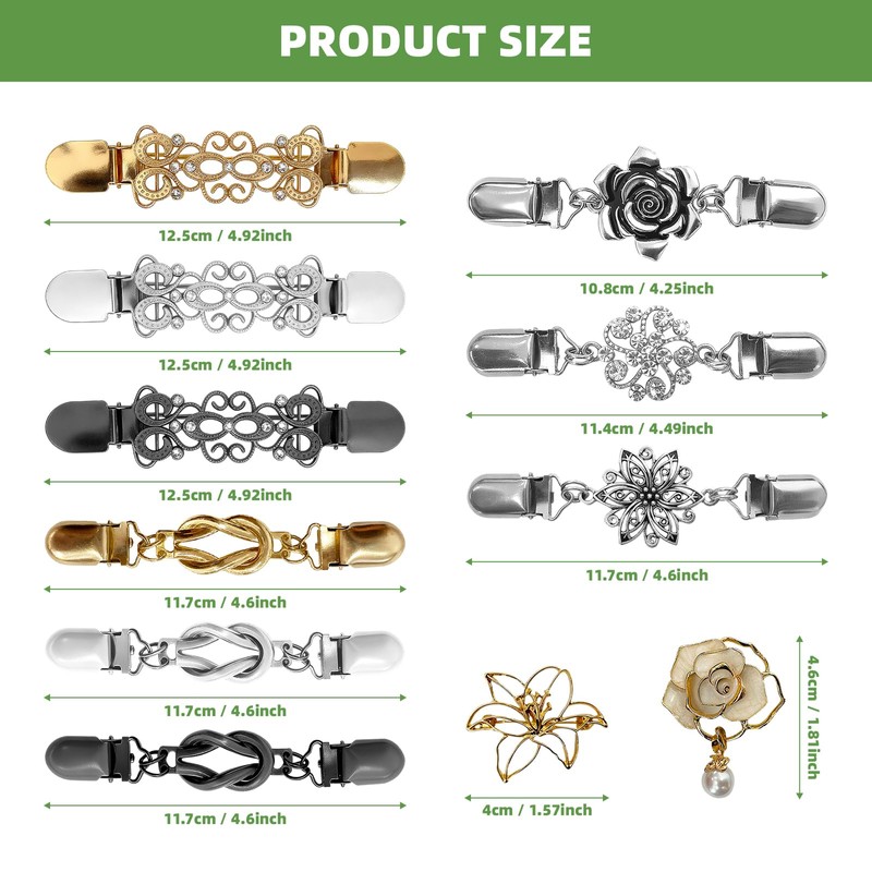 9 Pcs Vintage Cinch Clips With Tucks In Dress