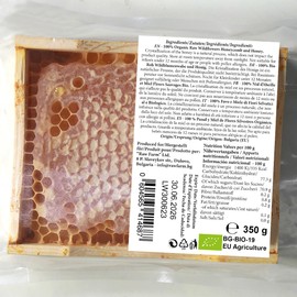 350 g Organic Raw Wildflowers Honeycomb in Wood Frame, Directly from the bee hive (350)