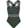 Hilor Women's One Piece Swimwear Front Crossover Swimsuits Hollow Bathing