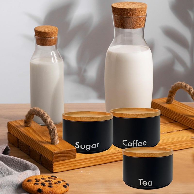 MantraRaj 3PCS Tea Coffee Sugar Canister Set Kitchen Canister Set