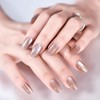 30 piezas de uñas postizas de color marrón ombré brillante,