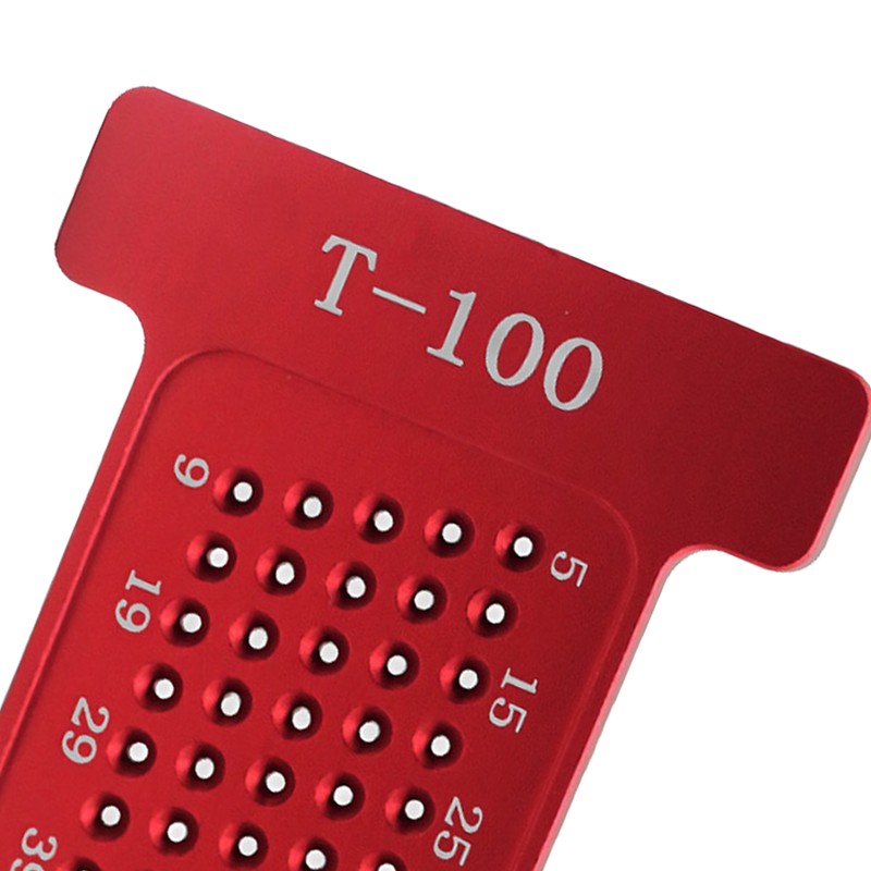 Hole Positioning Ruler Aluminum Alloy 100mm Metric Scale T Ruler