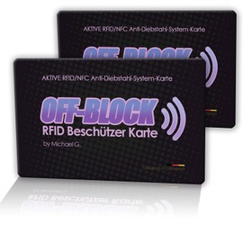 2 x Off-Block Active RFID/NFC Protector Card Set of 2 RFID Blocking Card Black Blocking Card Latest Generation 2024 Protection Against Data Theft The Original from Shopping TV by Michael G., black,
