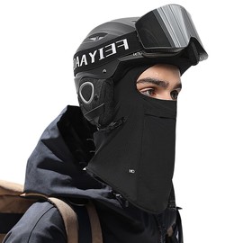 Men Balaclava Ski Mask Fleece Headwear Bandanas Thermal Face Mask Neck Gaiter for Skiing Snowboarding and Motorcycle Riding, Black, One Size