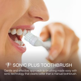 Sonic Plus Electric Toothbrush, 5 Modes for a Perfect Smile, Includes 3 Brush Heads, IPX6 Water Resistance, Rechargeable, Two Minute Timer, 30 Second Interval