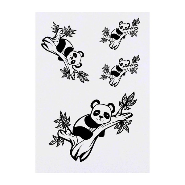4 x 'Sleeping Panda' Temporary Tattoos - Water Resistant, Skin-Safe,
