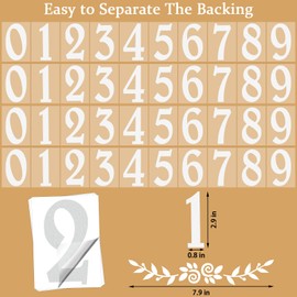 3 Inch Reflective White Mailbox Numbers Stickers, 4 Set Waterproof Rustic Mailbox Decal, Self Adhesive Vinyl Number for Mail box, Door, Garbage Bins