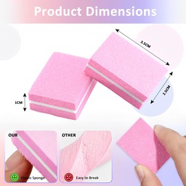 HZXINYI Pack of 20 Buffer for Nails - Buffer Sanding Blocks Nail Buffer Blocks Polishing Block Double-Sided Sponge Nail File, Polishing File Fingernails for Sanding for Gel Nails and Acrylic Nails (Pink)