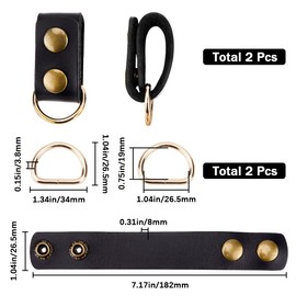 GORGECRAFT 2Pcs Black Leather Belt Keepers Loop Stays Heavy Duty Tactical Belt End Holder Retainer with 2PCS Iron D Rings Belt Loop Keepers Keychain for Belt Fixing Outdoor Sports Men Women